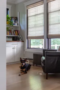 cast iron radiator under window in New Jersey Lakeside home