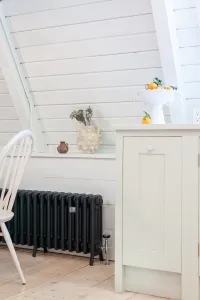 Cast iron radiators in farrow and ball black blue