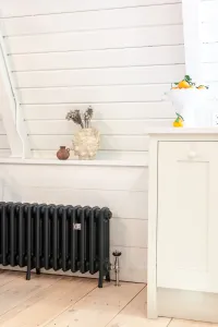 Cast iron radiators in farrow and ball black blue