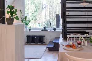 Cast iron radiators in farrow and ball black blue