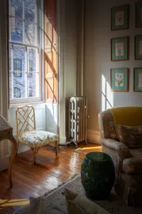 ornate cast iron radiator in West village manhattan new york