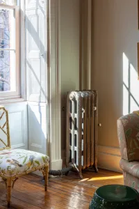 ornate cast iron radiator in West village manhattan new york