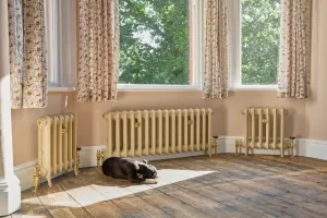 Bespoke cast iron radiators in Paint & Paper Library Truffle