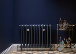 cast iron radiator with ornate radiator valves