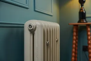 Emmeline school style radiator in Little Greene Portland Stone