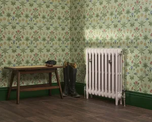 Cast iron radiator in Little Greene paint dorchester pink