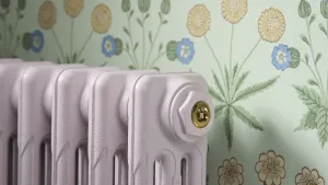 Cast iron radiator with recessed brass bleed valve