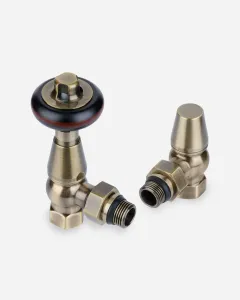 Product photograph of a Windsor Angled 1/2" Threaded TRV - Antique Brass by Castrads
