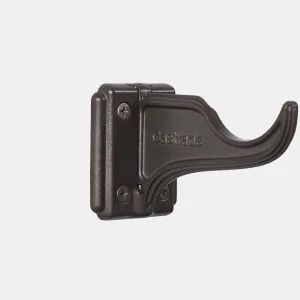 Atlas cast iron wall bracket in a dark bronze-grey finish, with a curved hook arm embossed Castrads and a screw-fixed square backplate.