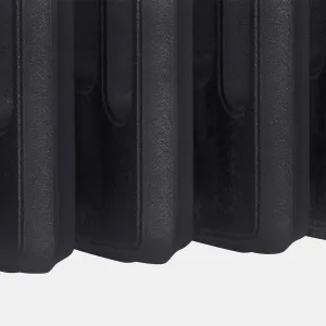 Close-up of the lower sections of a Grace 6 Column cast iron radiator in Matt Black, showing textured cast surface and plain rounded columns.