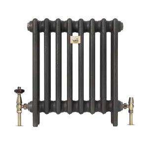 Mercury 3 column 560mm slimline Castrads bay window radiator in matt black finish