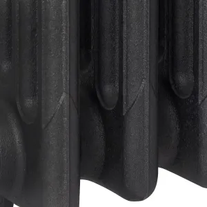 Close-up of the lower sections of a Mercury 4 Column cast iron radiator in a textured dark grey finish, showing its rounded plain columns.