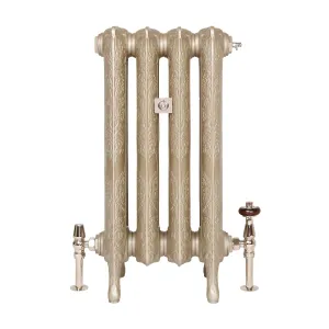 Rococo II 660mm Castrads bay window radiator in pearl mouse grey finish
