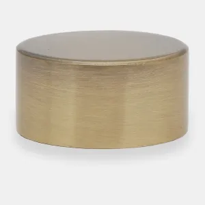 A plain cylindrical Niva thermostatic valve cap in a brushed Antique Brass finish with a flat top, shown on a pale grey background.