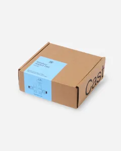 Kraft cardboard box with a pale blue label reading Windsor Angled TRV, Chrome, with a line drawing of the valve and Cast printed on the side.