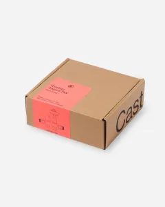 Kraft cardboard box with a coral label reading Windsor Angled TRV, Satin Nickel, showing a line drawing of the valve and "Cast" printed on the side.