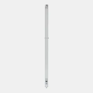 Side view of a tall, slim Florence 3 Column steel radiator in white, with a central wall stay, a top bleed valve and a valve at the base.