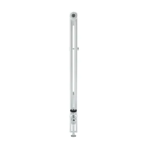 Side view of a white Florence 2 column steel radiator, 1000mm high, with a wall stay, chrome valve and floor-standing foot.