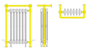 Technical drawing: Mercury 4 Column 760mm cast iron radiator