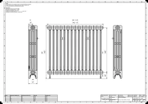 Technical drawing: Mercury 4 Column 860mm cast iron radiator