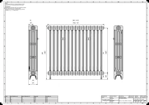 Technical drawing: Mercury 4 Column 860mm cast iron radiator