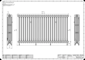 Technical drawing: Mercury 4 Column 860mm cast iron radiator