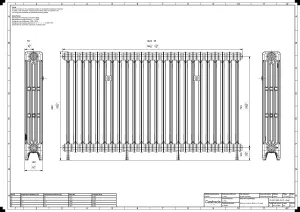 Technical drawing: Mercury 4 Column 860mm cast iron radiator