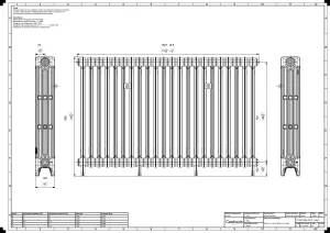 Technical drawing: Mercury 4 Column 860mm cast iron radiator
