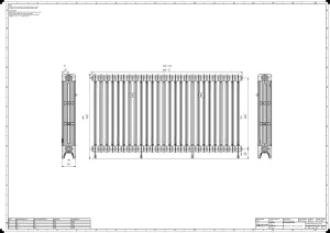 Technical drawing: Mercury 4 Column 860mm cast iron radiator