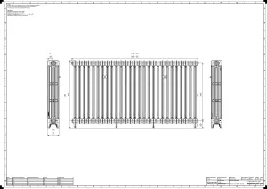 Technical drawing: Mercury 4 Column 860mm cast iron radiator