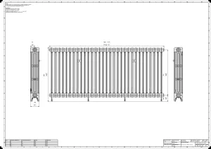 Technical drawing: Mercury 4 Column 860mm cast iron radiator
