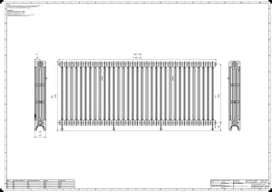 Technical drawing: Mercury 4 Column 860mm cast iron radiator