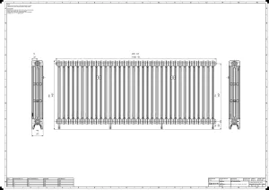 Technical drawing: Mercury 4 Column 860mm cast iron radiator