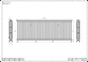 Technical drawing: Mercury 4 Column 860mm cast iron radiator