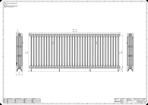 Technical drawing: Mercury 4 Column 860mm cast iron radiator