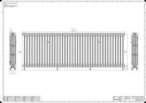 Technical drawing: Mercury 4 Column 860mm cast iron radiator