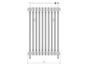 Technical drawing: Mercury 2 Column 960mm cast iron radiator