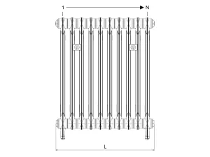 Technical drawing: Mercury 2 Column 760mm cast iron radiator