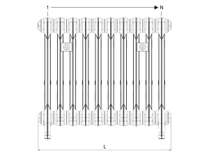 Technical drawing: Mercury 3 Column 560mm cast iron radiator
