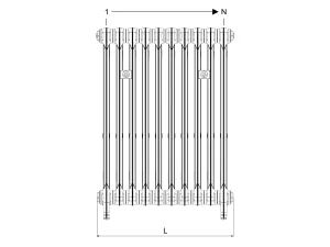 Technical drawing: Mercury 3 Column 860mm cast iron radiator