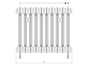 Technical drawing: Mercury 4 Column 560mm cast iron radiator