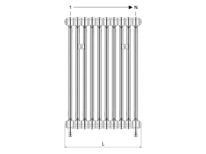 Technical drawing: Mercury 4 Column 960mm cast iron radiator
