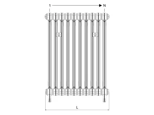 Technical drawing: Mercury 4 Column 860mm cast iron radiator