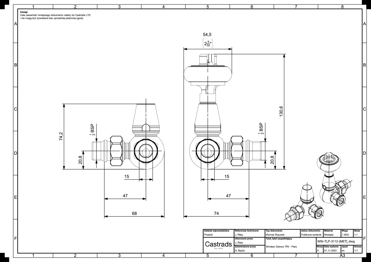 Technical drawing: Windsor radiator valve