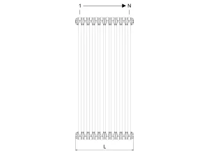 Technical drawing: Florence 2 Column 1000mm steel column radiator
