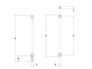 Technical drawing: Florence 2 Column 1000mm steel column radiator