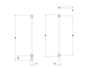Technical drawing: Florence 2 Column 1200mm steel column radiator