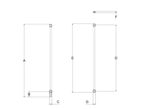 Technical drawing: Florence 2 Column 1800mm steel column radiator