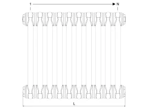 Technical drawing: Florence 2 Column 400mm steel column radiator
