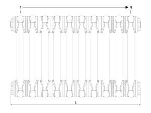 Technical drawing: Florence 2 Column 300mm steel column radiator